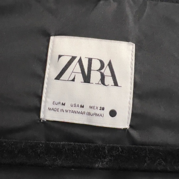 Zara black shiny parka raincoat zip up hood | Size: Medium - Picture 4 of 4